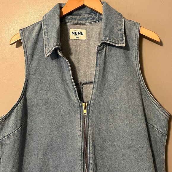 Show Me Your Mumu Reno Denim Romper in Blue Stream Size XXL - Picture 5 of 15
